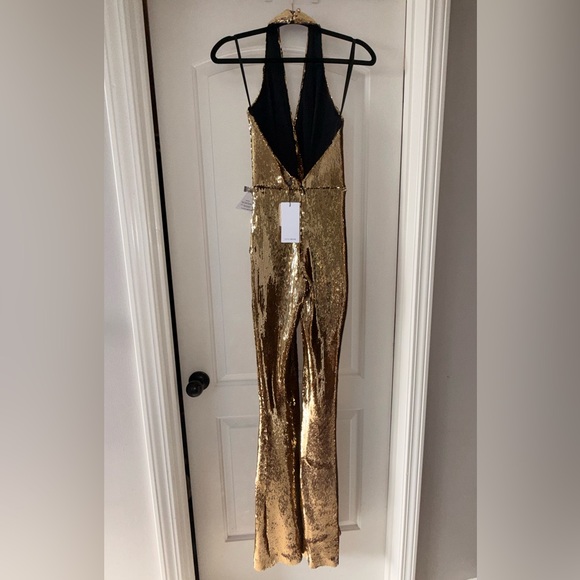 NADINE MERABI Tianna Gold Sequin Jumpsuit - Picture 14 of 16